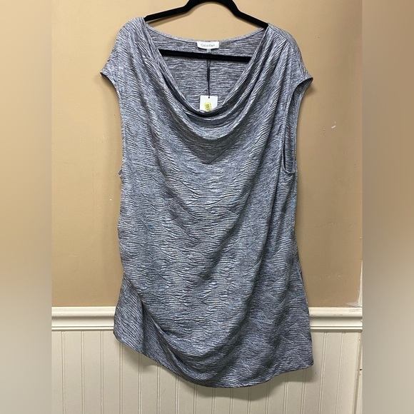 Calvin Klein Womens Plus Size 3X Metallic Ruched Sleeveless Blouse NWT - Picture 1 of 6